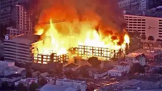 Huge 4-Alarm Fire Destroys Construction Site in Oakland