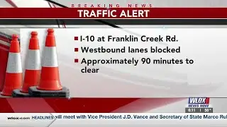 I-10 westbound lanes blocked at Alabama state line