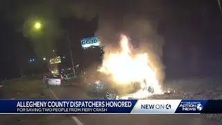 "I just couldn’t drive by that:" Dispatchers honored for saving 2 from burning vehicles