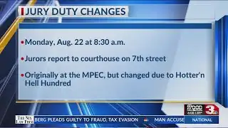Jury Duty Changes for Monday, August 22, 2022