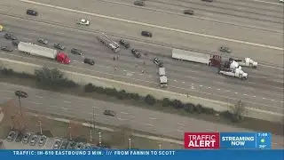 Katy Freeway being shut down inbound at Highway 6 due to wreck with big ris