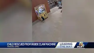 Kid rescued after getting stuck inside claw machine