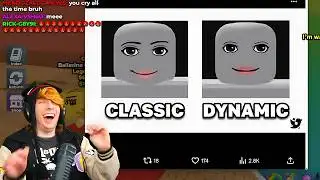 KreekCraft Reacts to Classic vs Dynamic Roblox faces