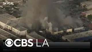 LA County firefighters battling large fire at South El Monte recycling facility