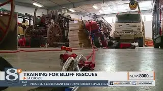 La Crosse firefighters face extra challenges when making bluff rescues in snow and ice