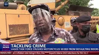 Lagos task force crushes motorcycles seized from defaulting riders