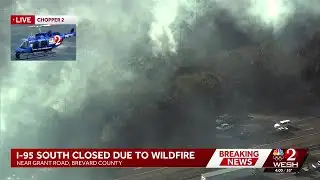 Large brush fire shuts down I-95 in Brevard County for 2nd day in a row
