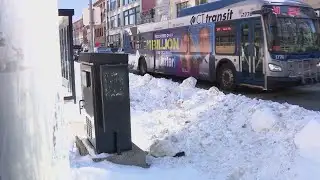 Large snow piles in New Haven continue to affect commuters