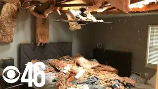 Large tree falls on home