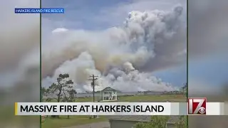 Large wildfires break out at 2 NC islands