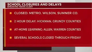 Latest school closings across Middle Tennessee