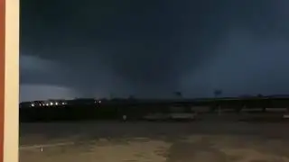 Lightning Flashes as Possible Tornado Swirls Near Fort Worth