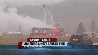 Lightning may have caused two houses to catch fire
