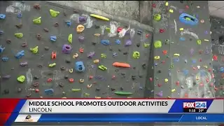Lincoln Middle School rock climbing wall Fox 24