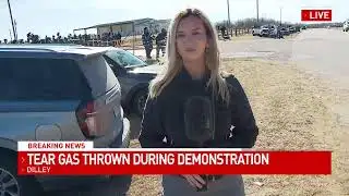 LIVE | Protesters hit with chemical irritants outside Dilley Detention Facility