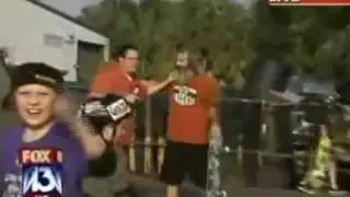 LIVE TV: News Reporter Knocks Over Skateboarder
