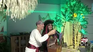 Louisa cafeteria workers play pirates in Halloween-themed lunchtime performance