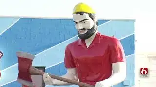 Lumberjack Statue Installed Along Route 66 s Meadow Gold District