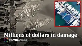Luxury yachts sink in Sydney marina fire