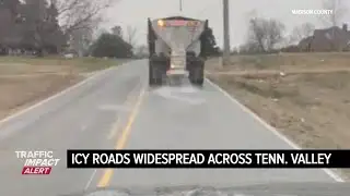 Madison County road crews lay salt on icy streets during winter storm