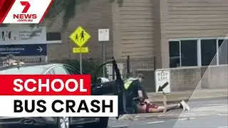 Man apologises after stolen car crashes into school bus | 7NEWS