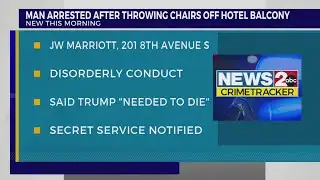 Man charged with throwing chair off Marriott