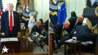 Man COLLAPSES Behind Donald Trump During Live Oval Office Press Conference
