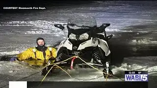 Man rescued after snowmobile breaks through ice in Monmouth