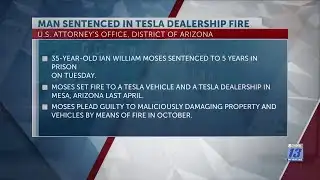 MAN SENTENCED FOR SETTING TESLA DEALERSHIP ON FIRE