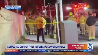 Manhole standoff in Chatsworth ends with 2 wire theft suspects in custody