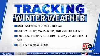 Many schools closed Tuesday due to inclement weather