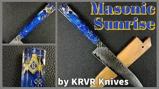 MASONIC SUNRISE | Square & Compasses themed custom knife for a Mason by KRVR Knives