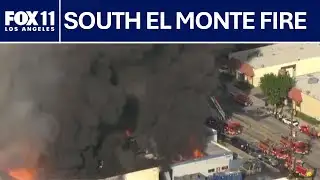 Massive blaze erupts at South El Monte recycling yard