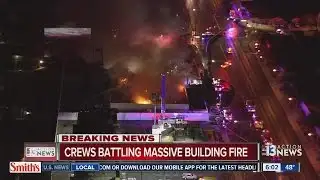 Massive building fire reported near Pecos, Desert Inn