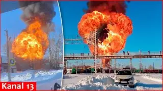 Massive explosion in Russia - Fuel-filled wagons derail, strong blaze occurs