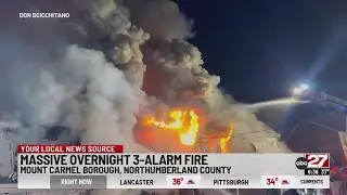 Massive overnight 3-alarm fire in Northumberland Co.