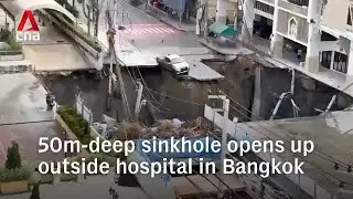 Massive sinkhole opens up outside hospital in Bangkok