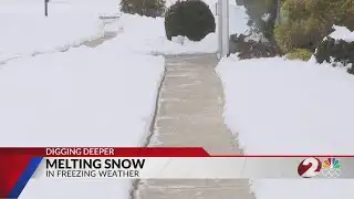 Melting snow in the freezing weather