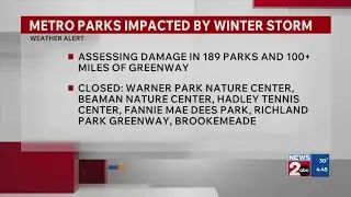 Metro Parks impacted by winter storm