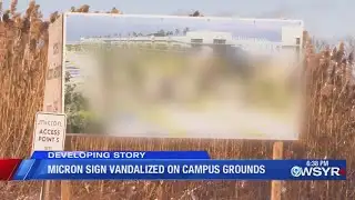 Micron sign vandalized on Central New York construction site