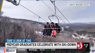 Midyear Middlebury College graduates ski down Snowbowl after ceremony