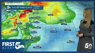 Mild but breezy on Tuesday with a few flurries in the evening