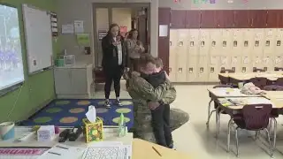 Military dad surprises son with visit to Sylvania elementary school