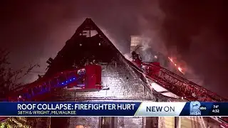Milwaukee firefighter hurt after roof collapses during house fire