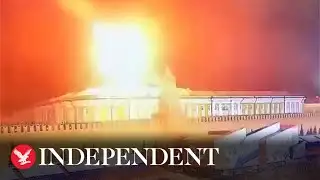 Moment alleged Ukrainian drone explodes next to Kremlin building