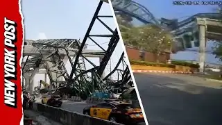 Moment Crane Falls in Thailand, Killing Two