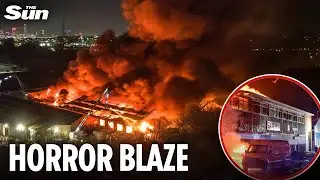 Moment massive INFERNO rips through Birmingham warehouses setting off explosions