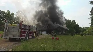 Monrovia Volunteer Fire/Rescue perform live fire demonstration on donated house
