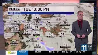 Mostly cloudy Monday, some snow showers Tuesday