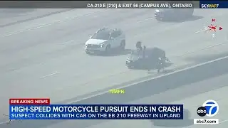Motorcycle chase ends in violent crash, suspect flies off his bike